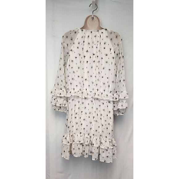 Simply Vera Wang Multicolor Cream/Black Chiffon Ruffle Dress Size Large - Picture 5 of 13